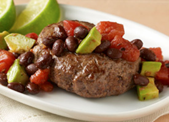 Hamburguesas con salsa de frijoles negros al estilo del sudoeste