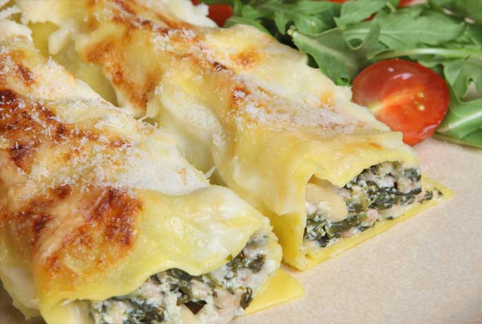 Canelones de verdura y queso