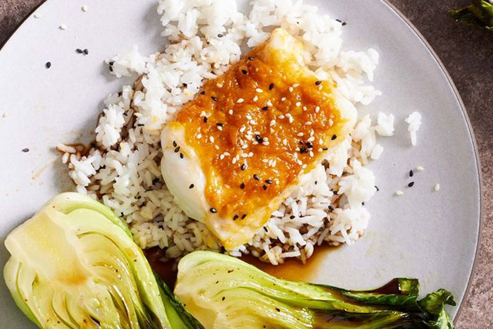 Bacalao con mantequilla de miso