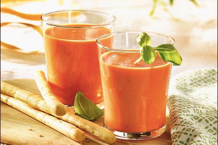 Chupitos de crema de pimientos asados