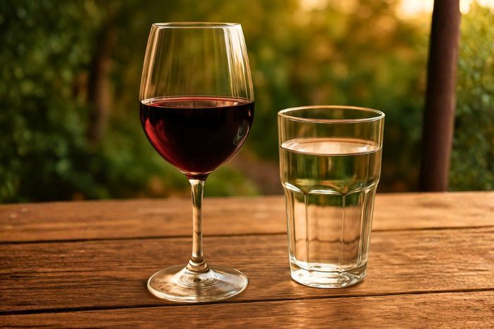 A cena de vino, desayuno de agua